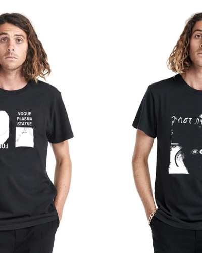Craig Anderson in two different poses wearing a black Former t-shirt