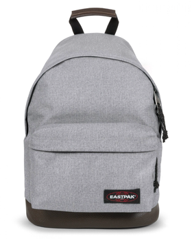 A grey Eastpak backpack on a white background