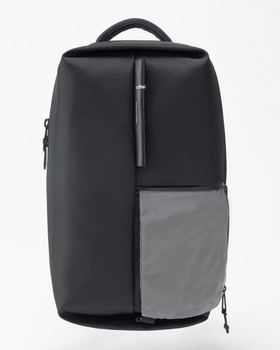 A futuristic looking black bag designed by Cote & Ciel on a white background