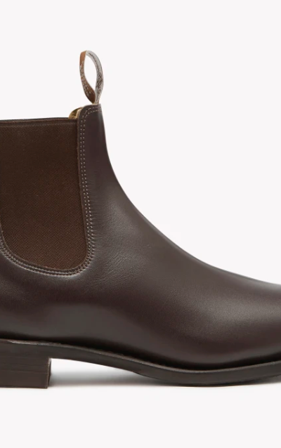 A pair of brown leather R.M. Williams slip-on boots