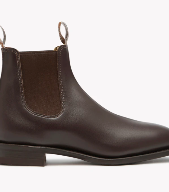 A pair of brown leather R.M. Williams slip-on boots