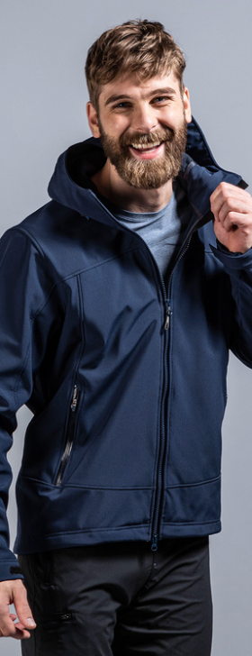 A man wearing a dark blue Tatonka winter jacket