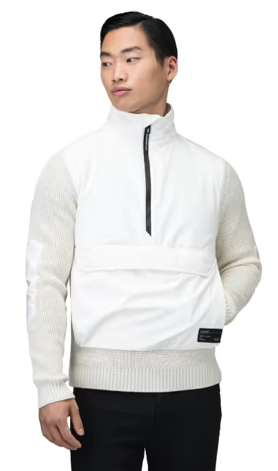 A man wearing a white futuristic Nobi jacket