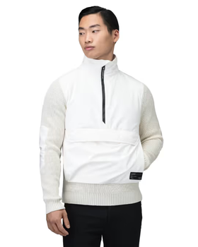 A man wearing a white futuristic Nobi jacket