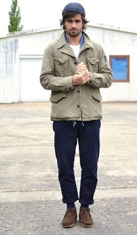 A man wearing classic brown clark shoes