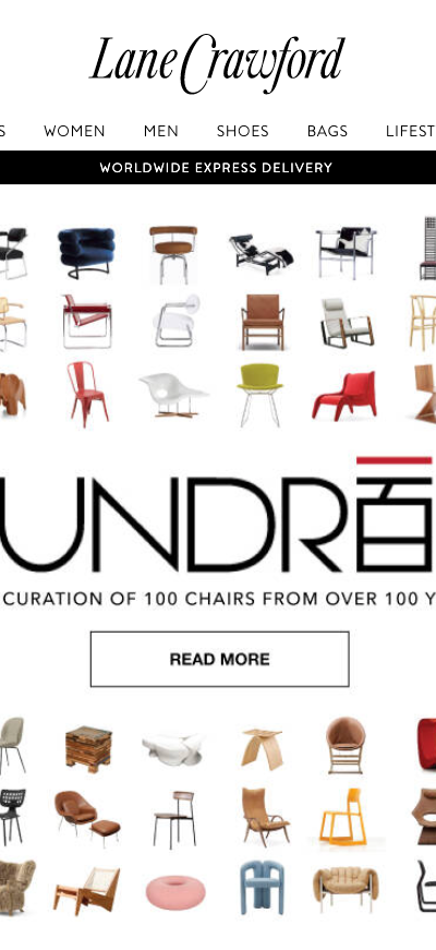 The landing page for the Lane Crawford Website (April, 2023)