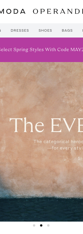 The landing page for the Moda Operandi Website (April, 2023)