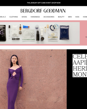 The landing page for the Bergdorf Goodman Website (April, 2023)