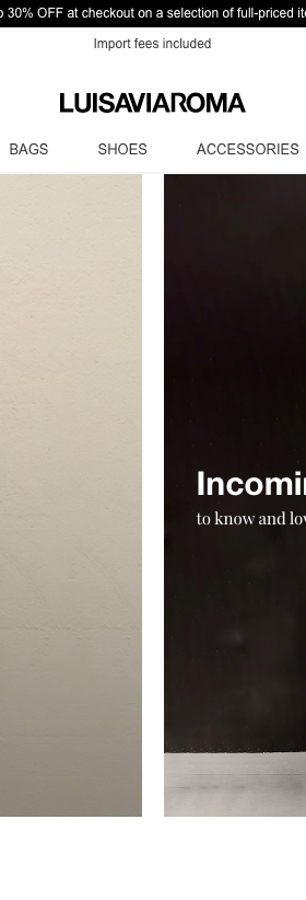 The landing page for the LuisaViaRoma Website (April, 2023)