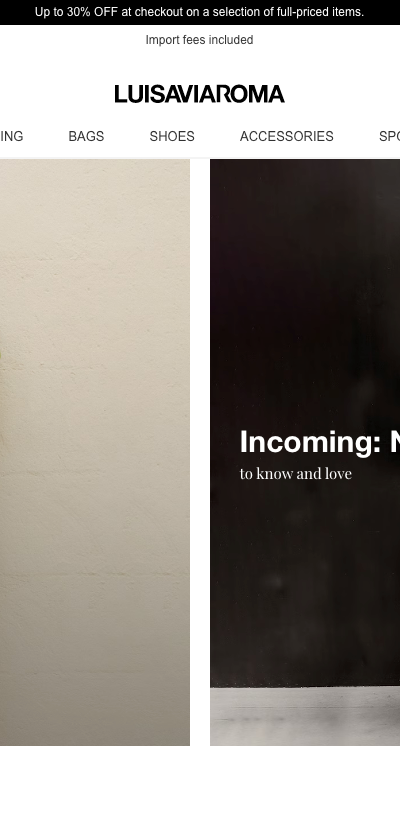 The landing page for the LuisaViaRoma Website (April, 2023)