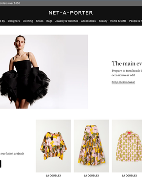 The landing page for the Net-a-Porter Website (April, 2023)