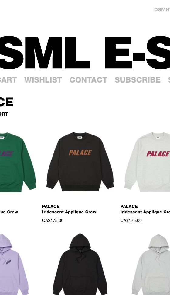 The landing page for the Dover Street Market Website (April, 2023)