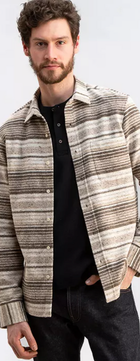 A man wearing a plaid Todd Shelton button up with jeans