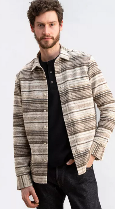 A man wearing a plaid Todd Shelton button up with jeans