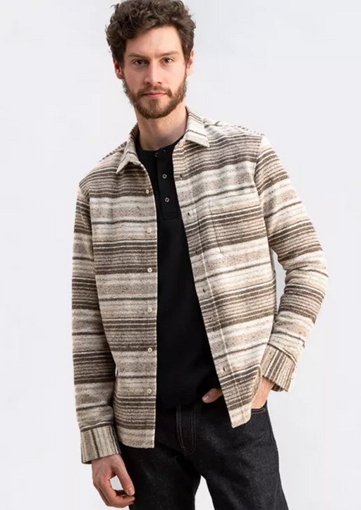 A man wearing a plaid Todd Shelton button up with jeans