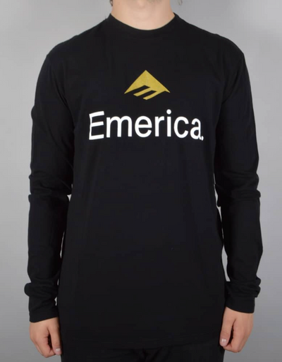A man wearing an Emerica long-sleeve black shirt