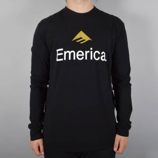 A man wearing an Emerica long-sleeve black shirt