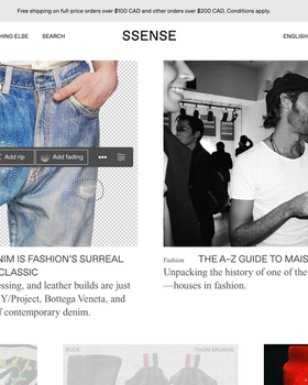 The Landing Page of SSense online store in 2023