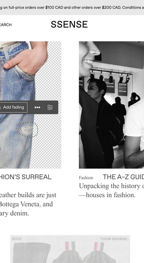 The Landing Page of SSense online store in 2023