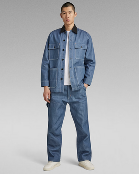A man wearing G-Star RAW denim outfit with jacket and pants