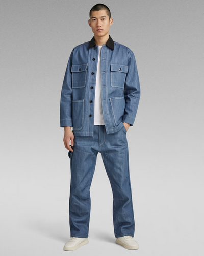 A man wearing G-Star RAW denim outfit with jacket and pants