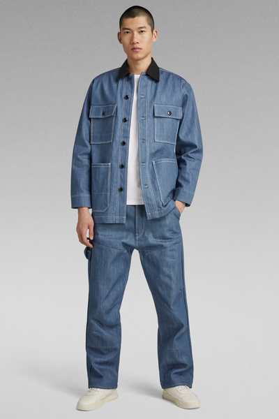 A man wearing G-Star RAW denim outfit with jacket and pants