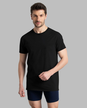 A man wearing a black t-shirt and briefs by Fruit of the Loom