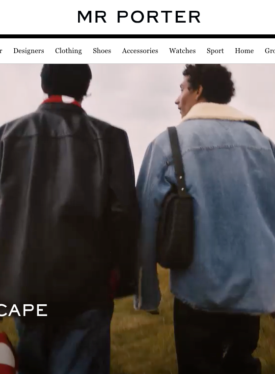 The landing page for the Mr. Porter Website (September, 2023)