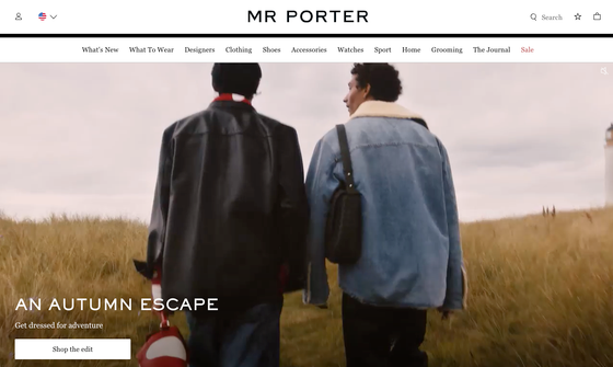 The landing page for the Mr. Porter Website (September, 2023)