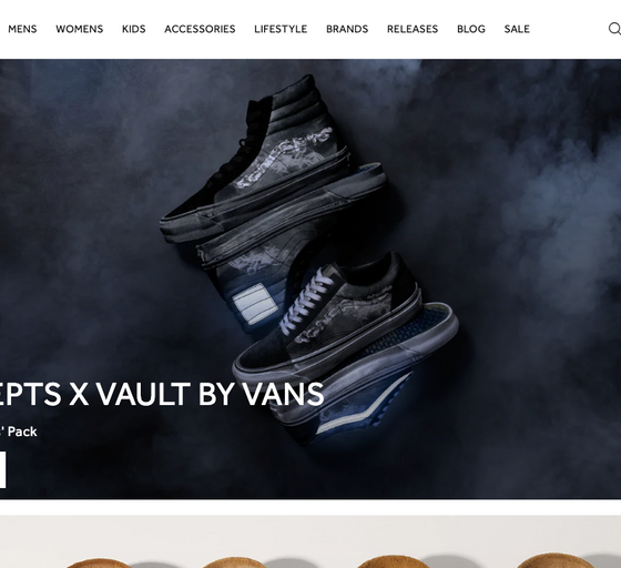 The landing page for Concepts Shop website (September, 2023)