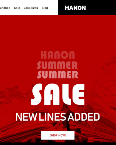 The landing page for Hanon Shop website (September, 2023)