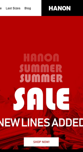 The landing page for Hanon Shop website (September, 2023)