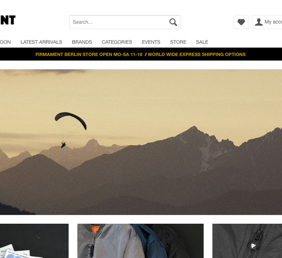 The landing page for Firmament Berlin website (September, 2023)