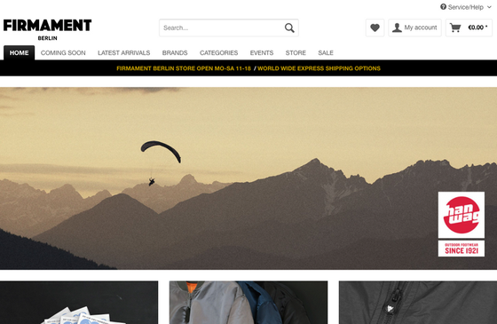 The landing page for Firmament Berlin website (September, 2023)