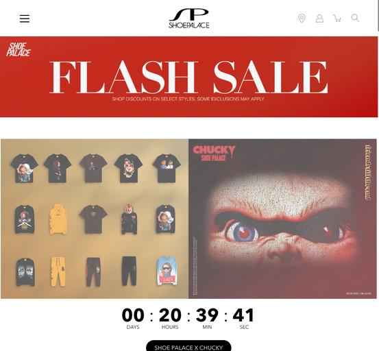 The landing page for Shoe Palace website (September, 2023)