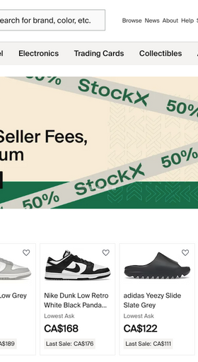 The landing page for StockX website (September, 2023)