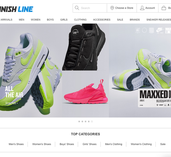 The landing page for Finish Line website (September, 2023)