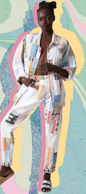 A woman wearing colorful Freedom Slides