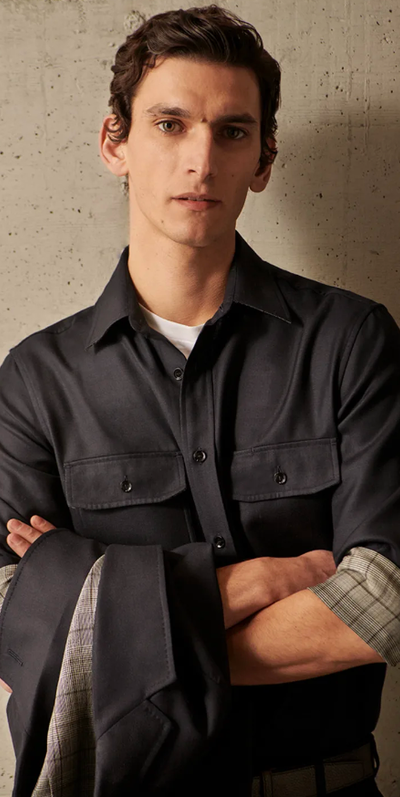 A man wearing a Brioni button up