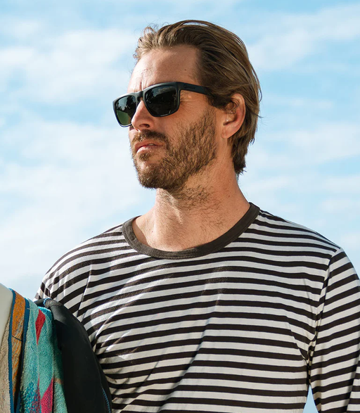 A man wearing a pair of black Electric Sunglasses