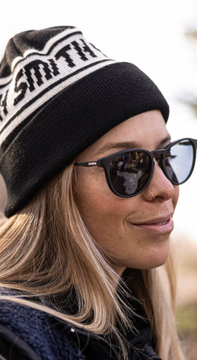 A woman wearing a pair of Smith Optics sunglasses
