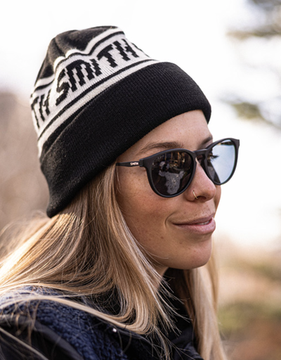 A woman wearing a pair of Smith Optics sunglasses