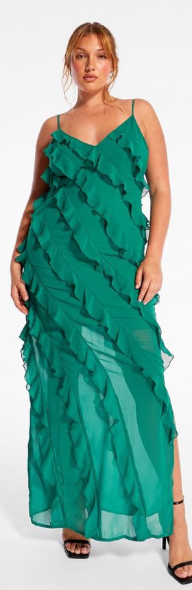 A woman wearing a green Missguided dress