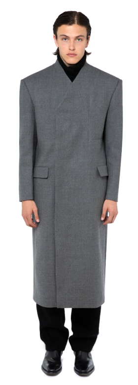 A man wearing a 16Arlington Talone Coat In Grey Tailoring