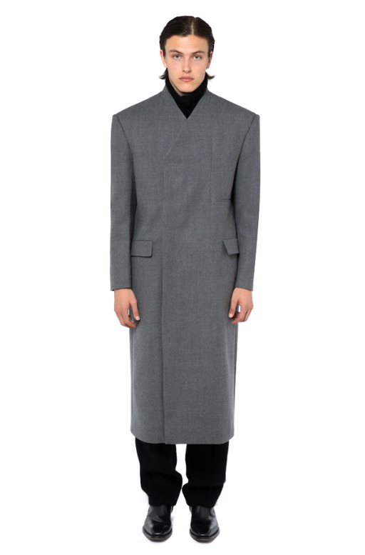 A man wearing a 16Arlington Talone Coat In Grey Tailoring