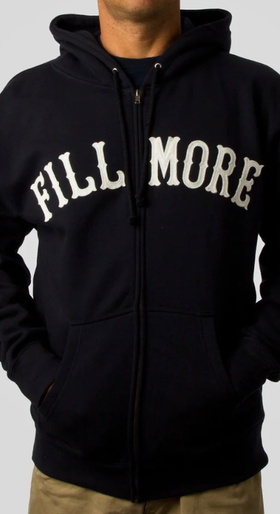 A man wearing black fillmore hoodie