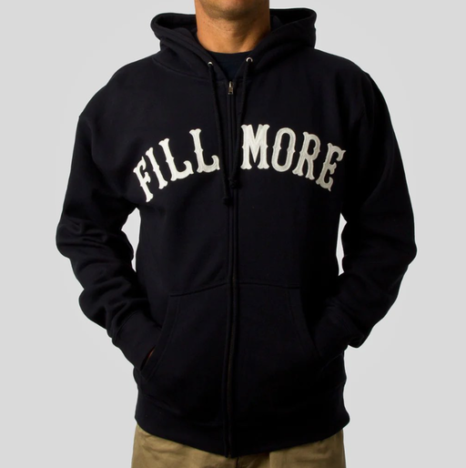 A man wearing black fillmore hoodie