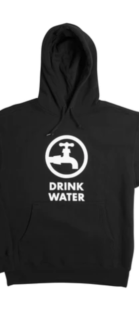 An image of black drink water hoodie