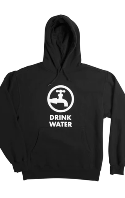An image of black drink water hoodie