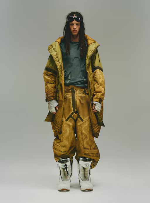 A man wearing cargo specialist anti-magnetic quilted coat